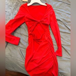 Red cut out dress